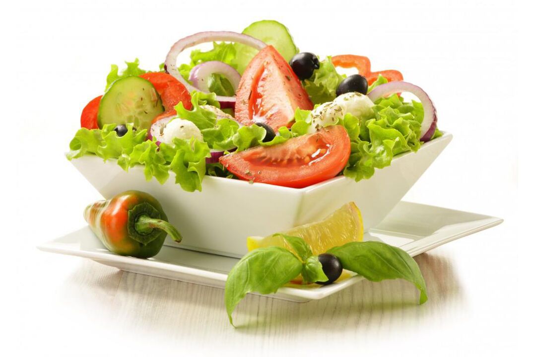 On vegetarian days in a chemical diet, you can prepare delicious salads